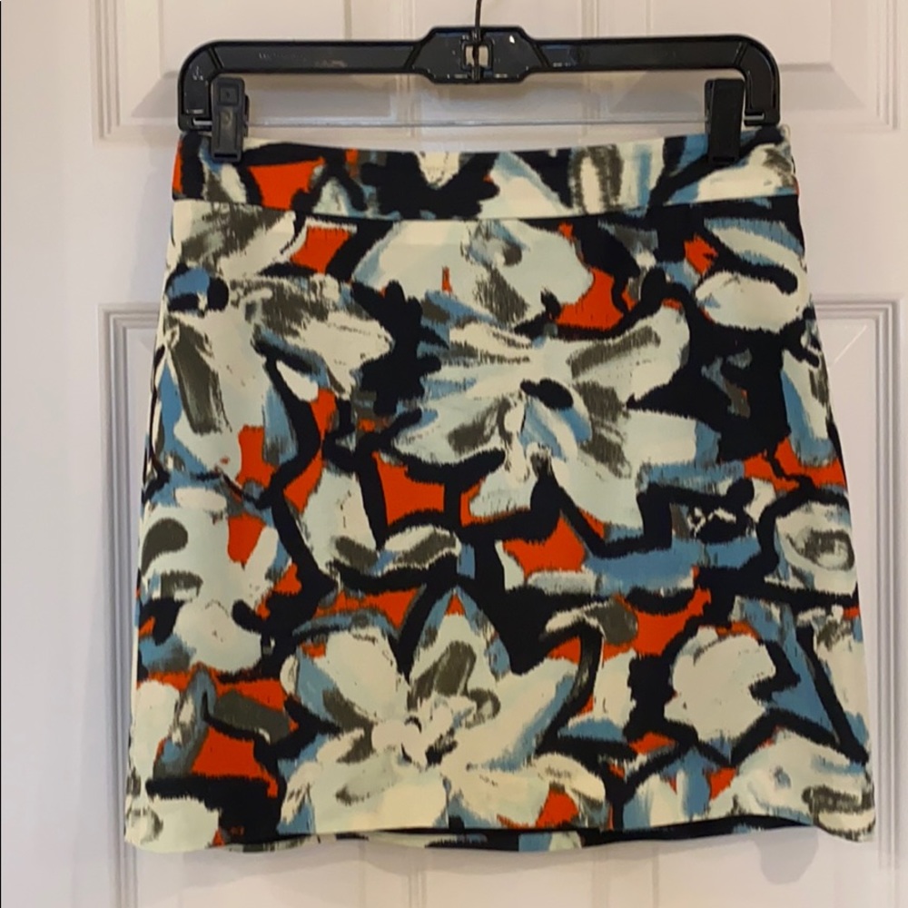 Milly Abstract Floral Skirt in blue and orange